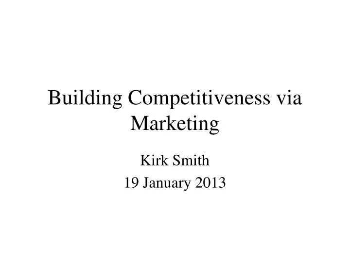 building competitiveness via marketing