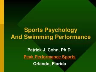 Sports Psychology And Swimming Performance