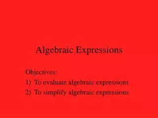 Algebraic Expressions