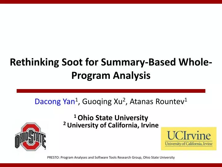 rethinking soot for summary based whole program analysis