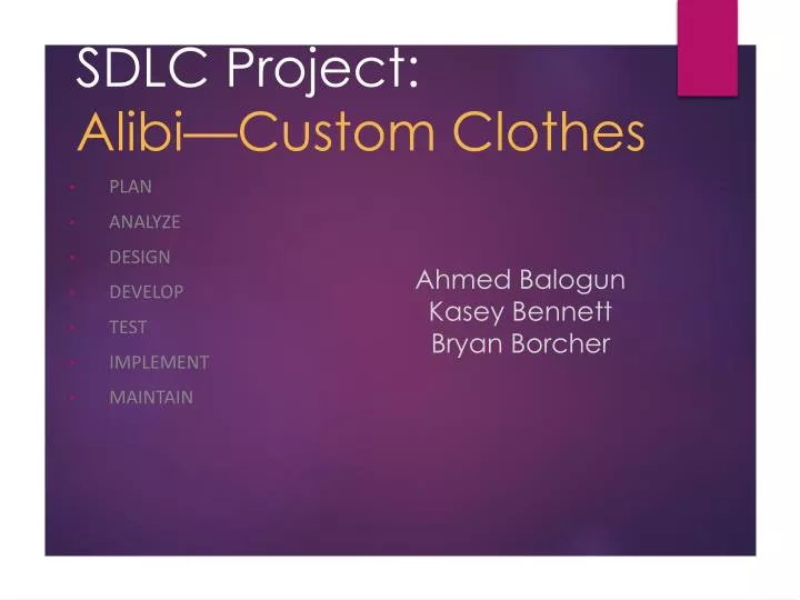 sdlc project alibi custom clothes