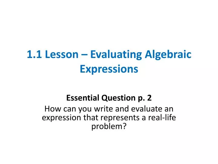 1 1 lesson evaluating algebraic expressions