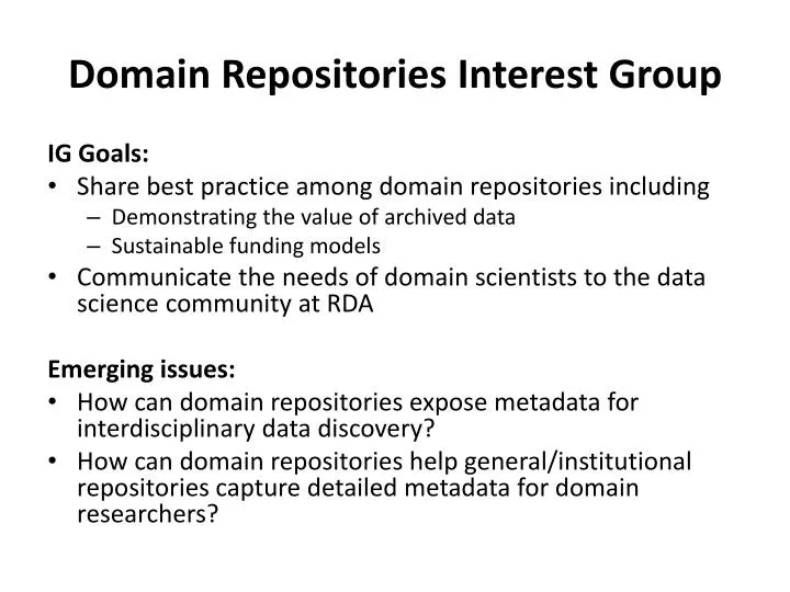 domain repositories interest group