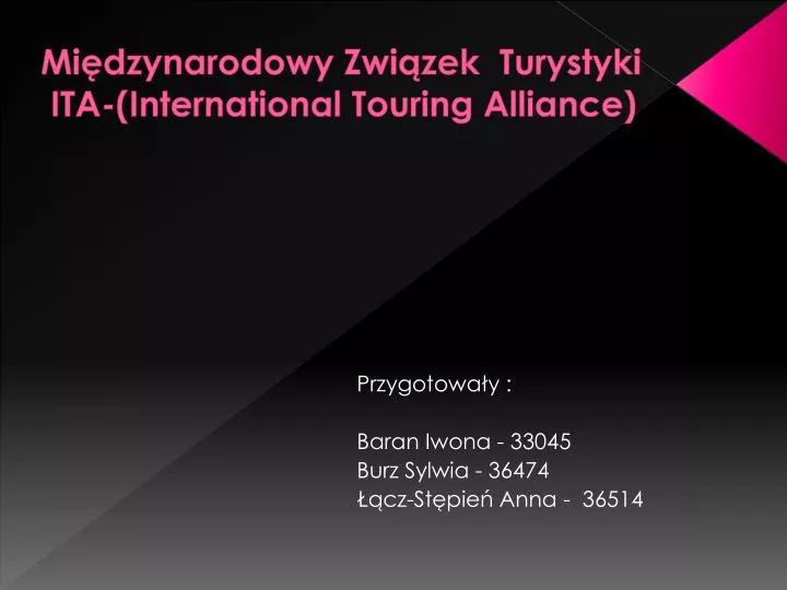 mi dzynarodowy zwi zek turystyki ita international touring alliance