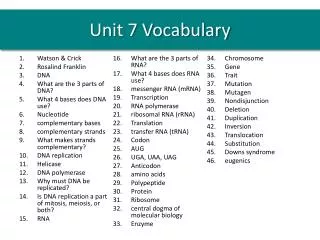 Unit 7 Vocabulary