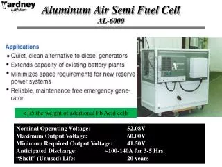 Aluminum Air Semi Fuel Cell AL-6000