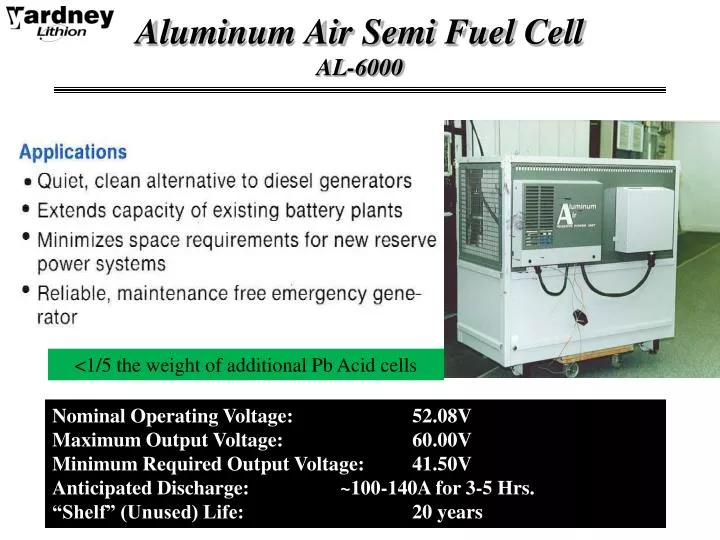 aluminum air semi fuel cell al 6000