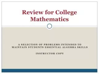 Review for College Mathematics