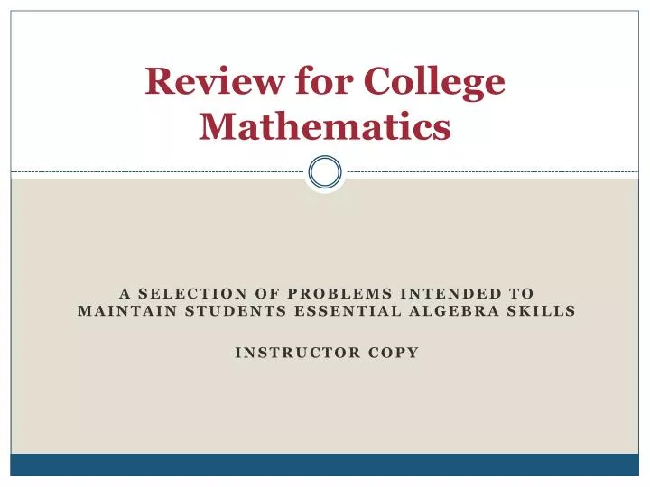 review for college mathematics