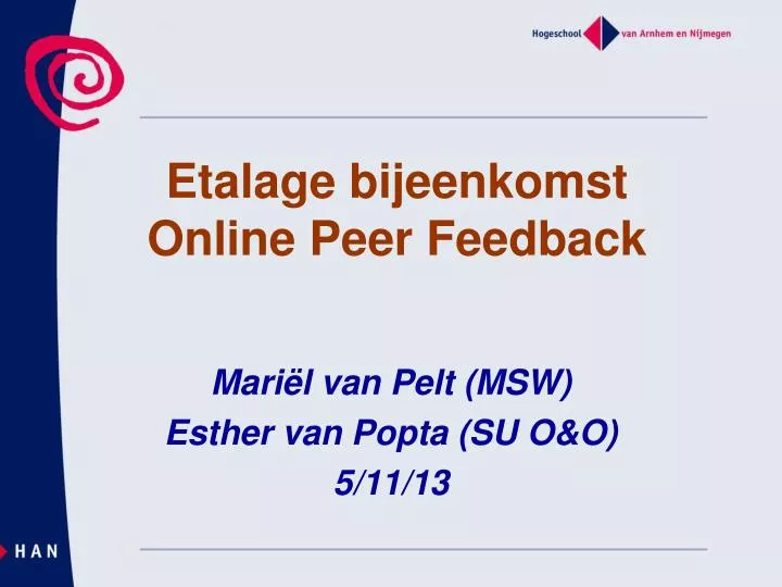 etalage bijeenkomst online peer feedback