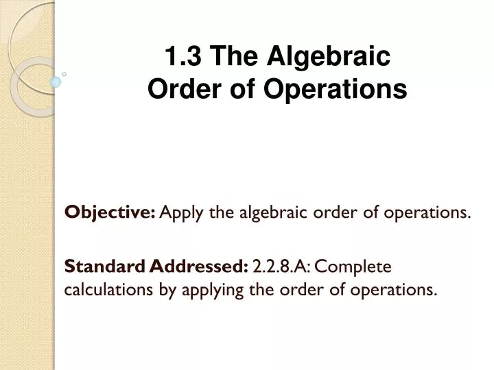 1 3 the algebraic order of operations