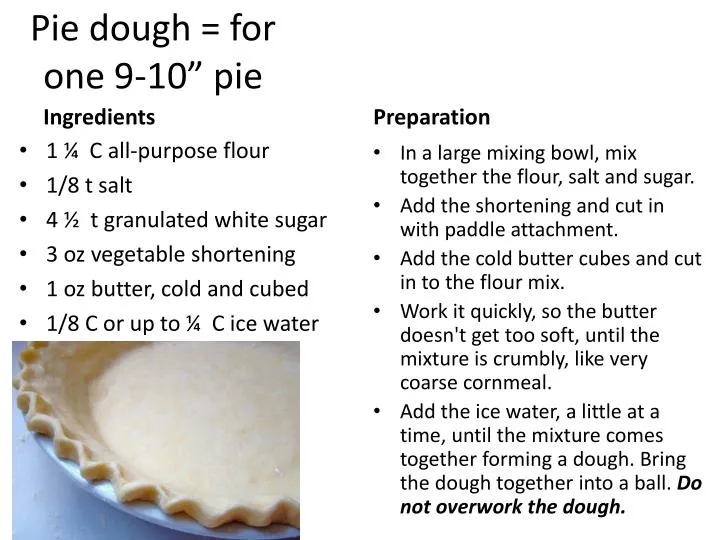 pie dough for one 9 10 pie