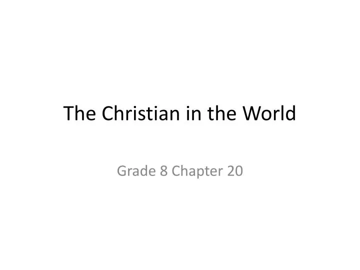 the christian in the world
