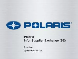Polaris Infor Supplier Exchange (SE)