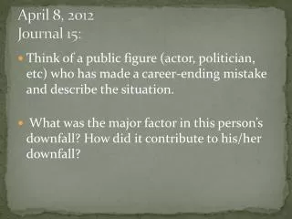 April 8, 2012 Journal 15: