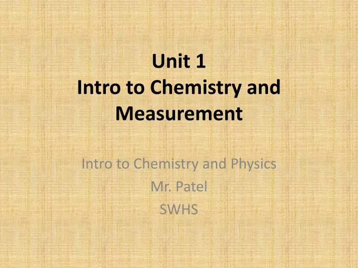 unit 1 intro to chemistry and measurement