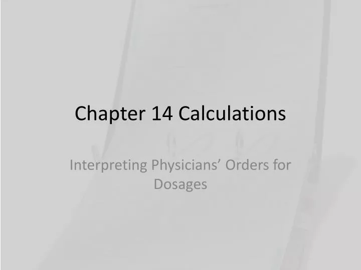 chapter 14 calculations