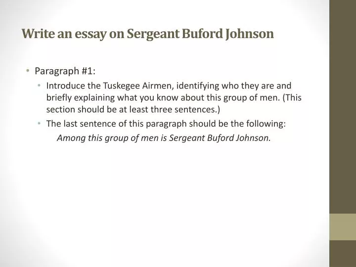 write an essay on sergeant buford johnson