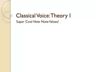 Classical Voice: Theory I