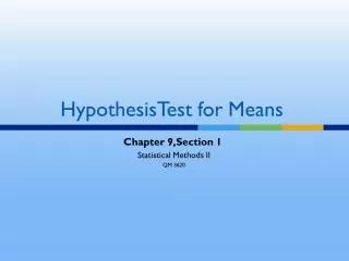 HypothesisTest for Means