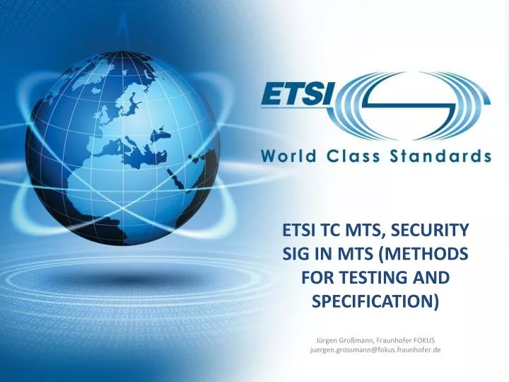 etsi tc mts security sig in mts methods for testing and specification
