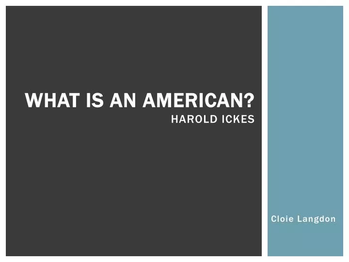 what is an american harold ickes