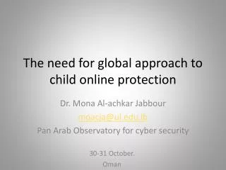 The need for global approach to child online protection