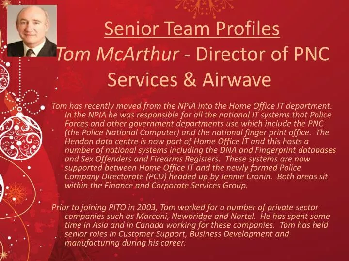 senior team profiles tom mcarthur director of pnc services airwave