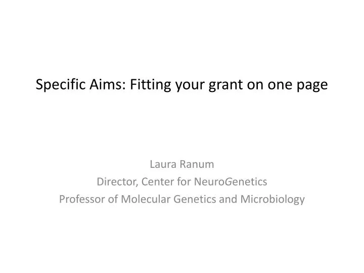 specific aims fitting your grant on one page