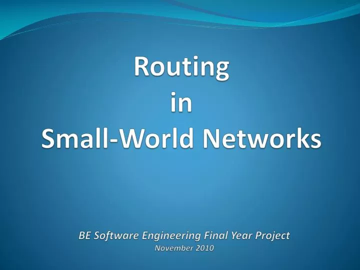 routing in small world networks