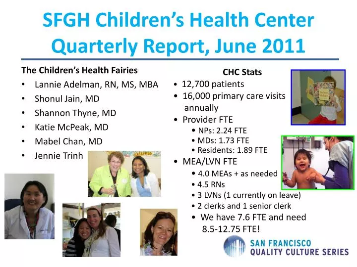 sfgh children s health center quarterly report june 2011