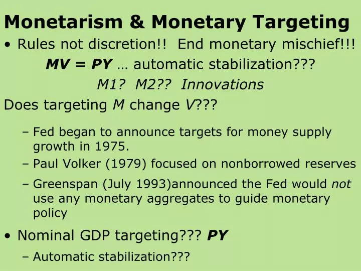 monetarism monetary targeting