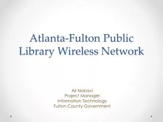 Atlanta-Fulton Public Library Wireless Network