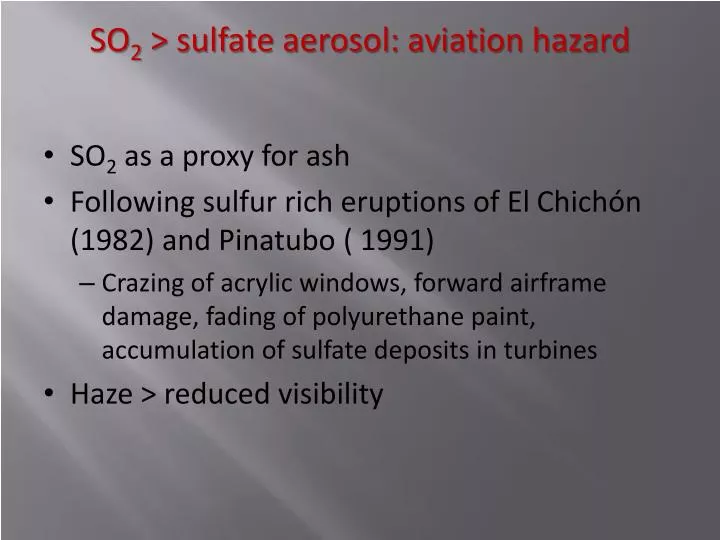 so 2 sulfate aerosol aviation hazard