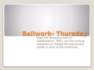 Bellwork - Thursday