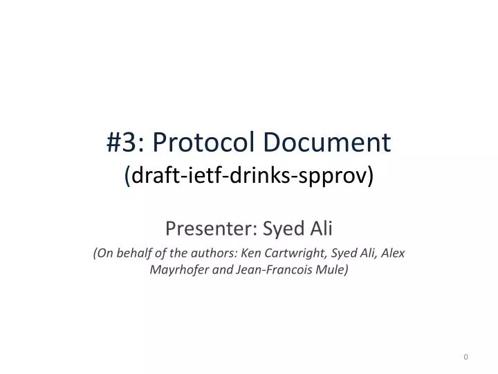 3 protocol document draft ietf drinks spprov