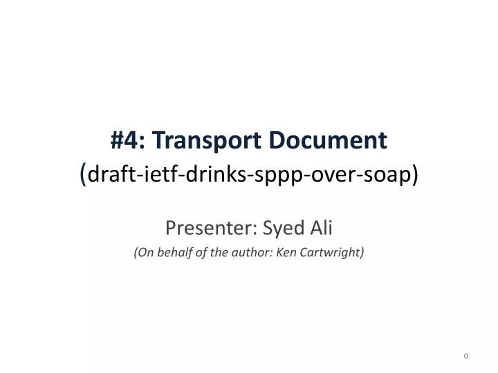 4 transport document draft ietf drinks sppp over soap