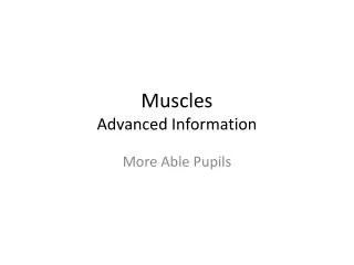 Muscles Advanced Information