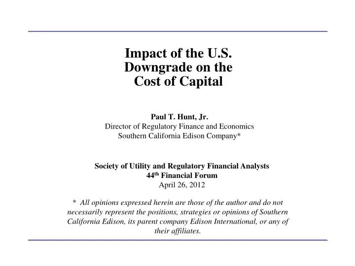 impact of the u s downgrade on the cost of capital