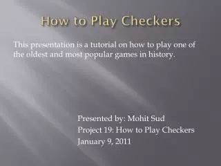 How to Play Checkers