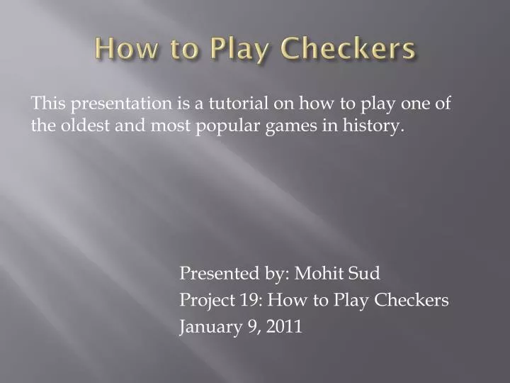 how to play checkers