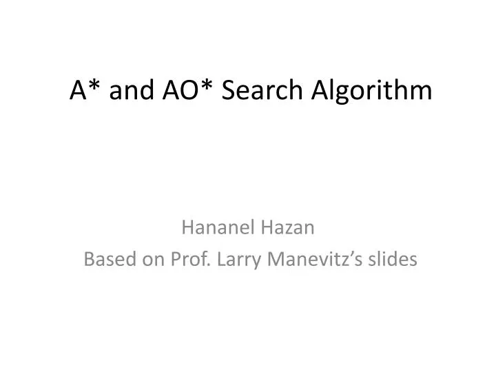 a and ao search algorithm
