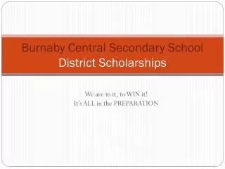 Burnaby Central Secondary School District Scholarships