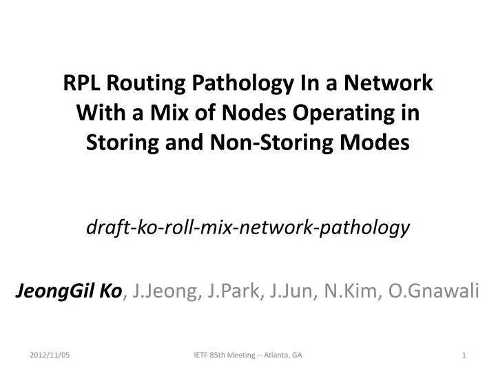 rpl routing pathology in a network with a mix of nodes operating in storing and non storing modes