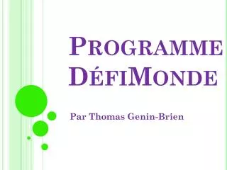 programme d fimonde