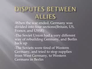 Disputes Between Allies