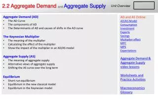 2.2 Aggregate Demand and Aggregate Supply