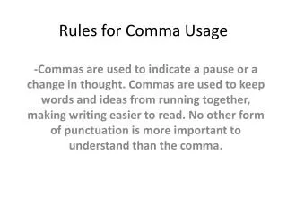 Rules for Comma Usage