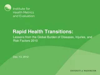 Rapid Health Transitions: