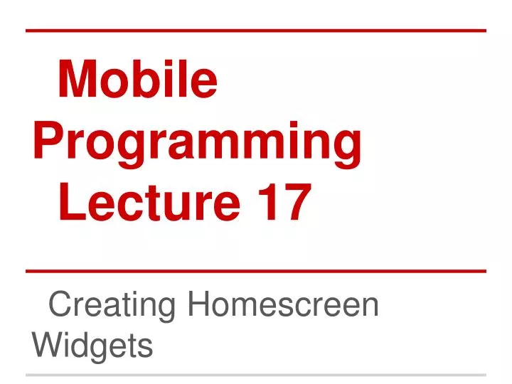 mobile programming lecture 17